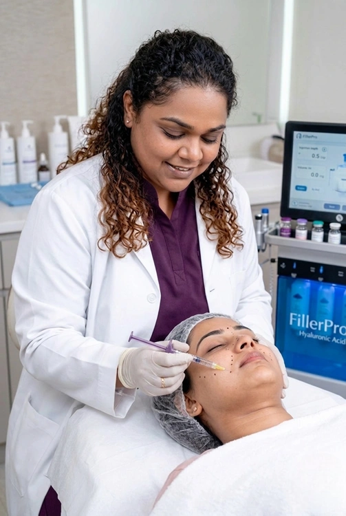 Cleaura Clinic aesthetic specialist performing dermal filler treatment in Nagpur