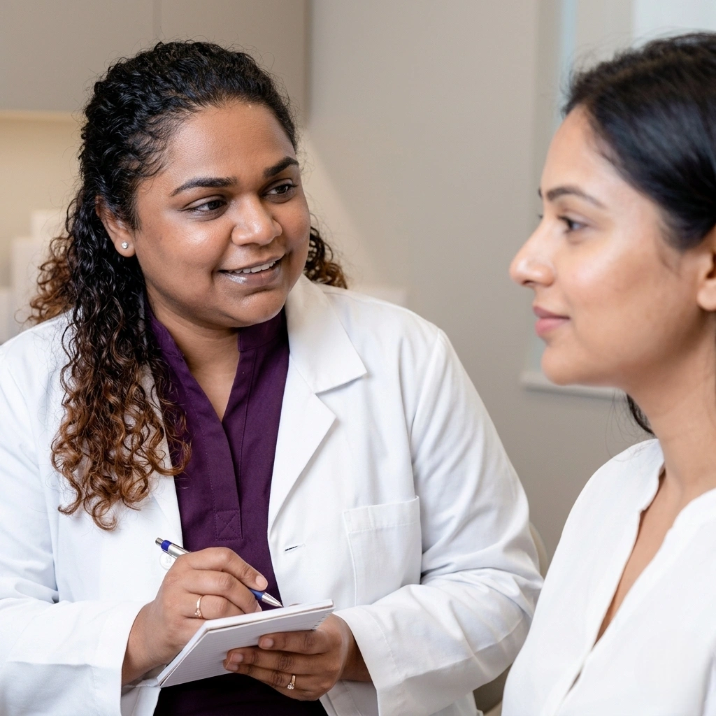 Dr. Shruti Gunashekhar performing facial assessment before Botox treatment at Cleaura Clinic Nagpur