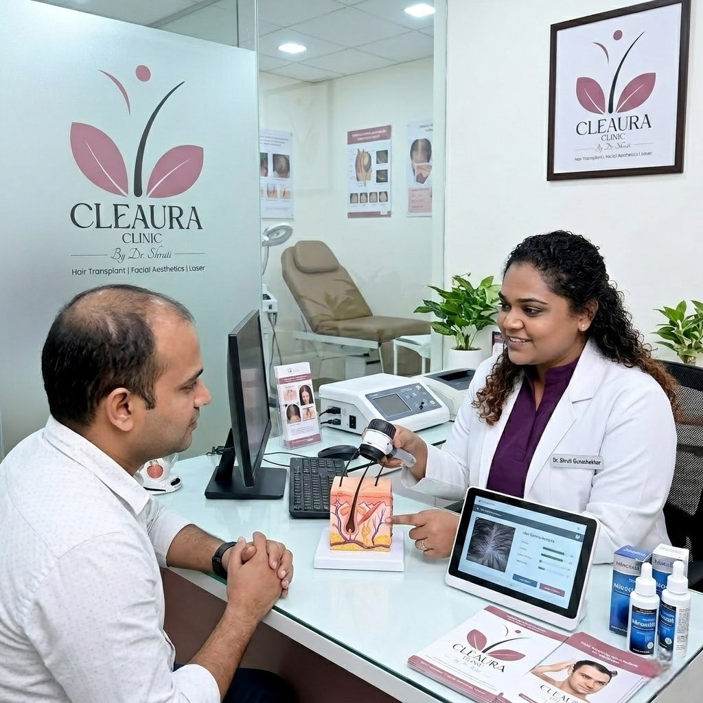Dr Shruti Gunashekhar — Singapore trained hair transplant surgeon and Canadian board certified aesthetic physician at Cleaura Clinic Nagpur