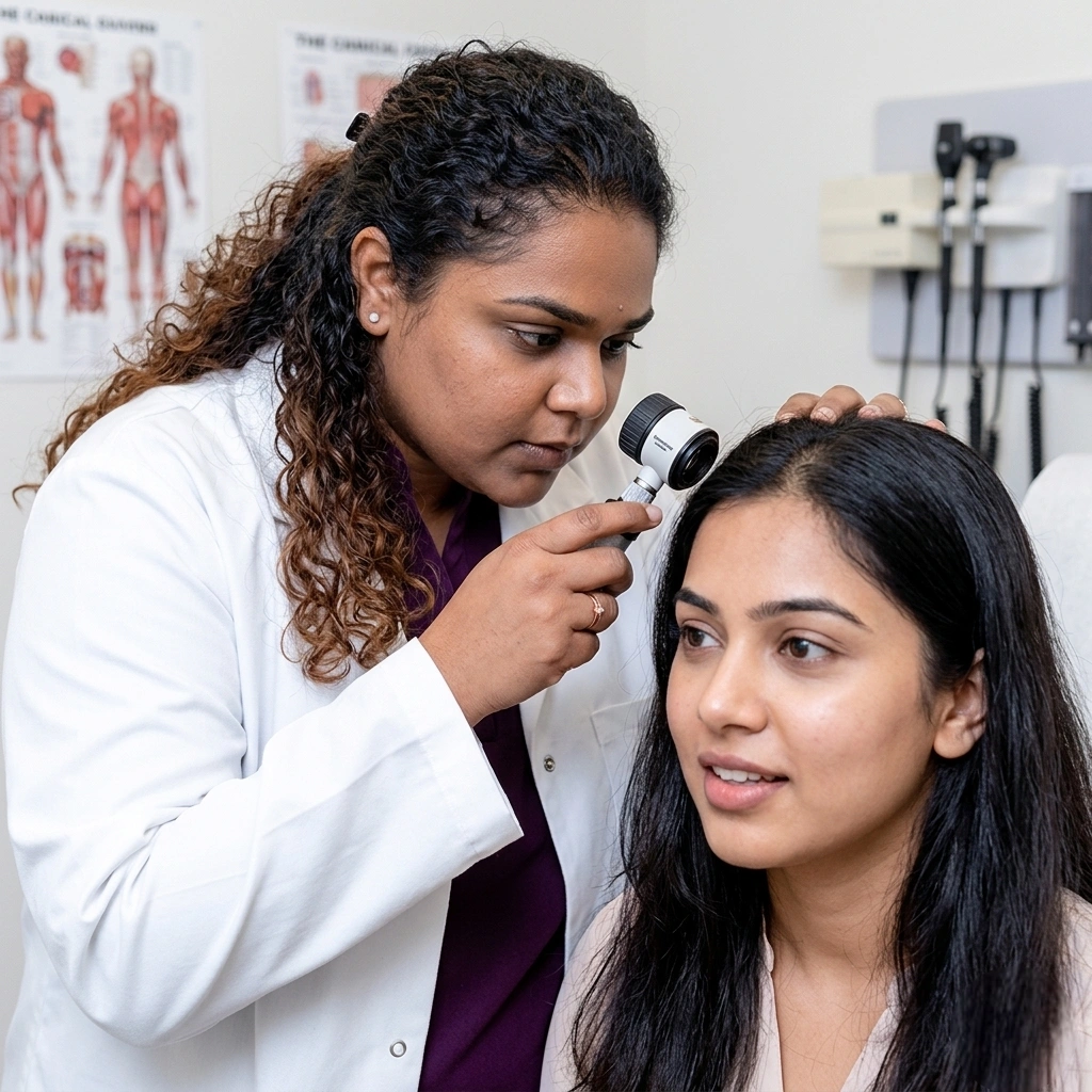 PCOS screening for female pattern hair loss in young women at Cleaura Clinic Nagpur