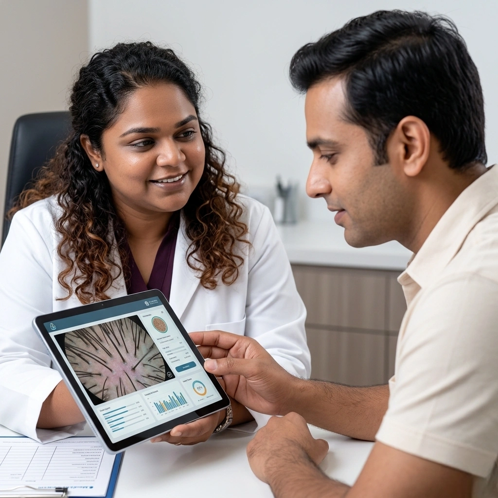 Hair transplant consultation and scalp assessment at Cleaura Clinic Nagpur