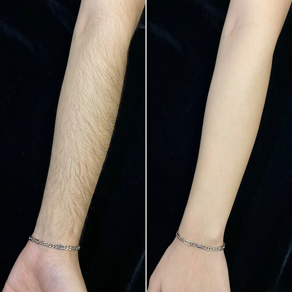 Full Hand laser hair removal before after transformation at Cleaura Nagpur