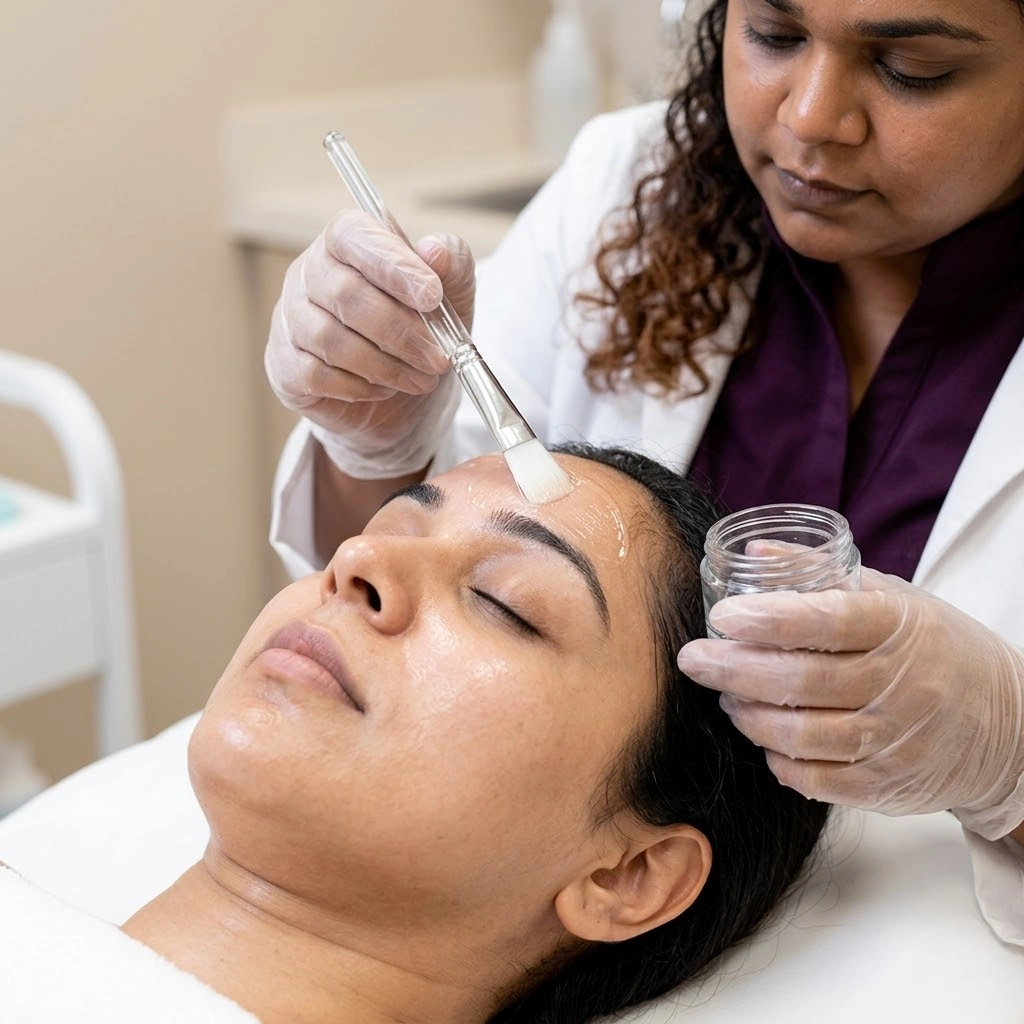 HydraFacial Step 2 gentle chemical peel at Cleaura Clinic Nagpur