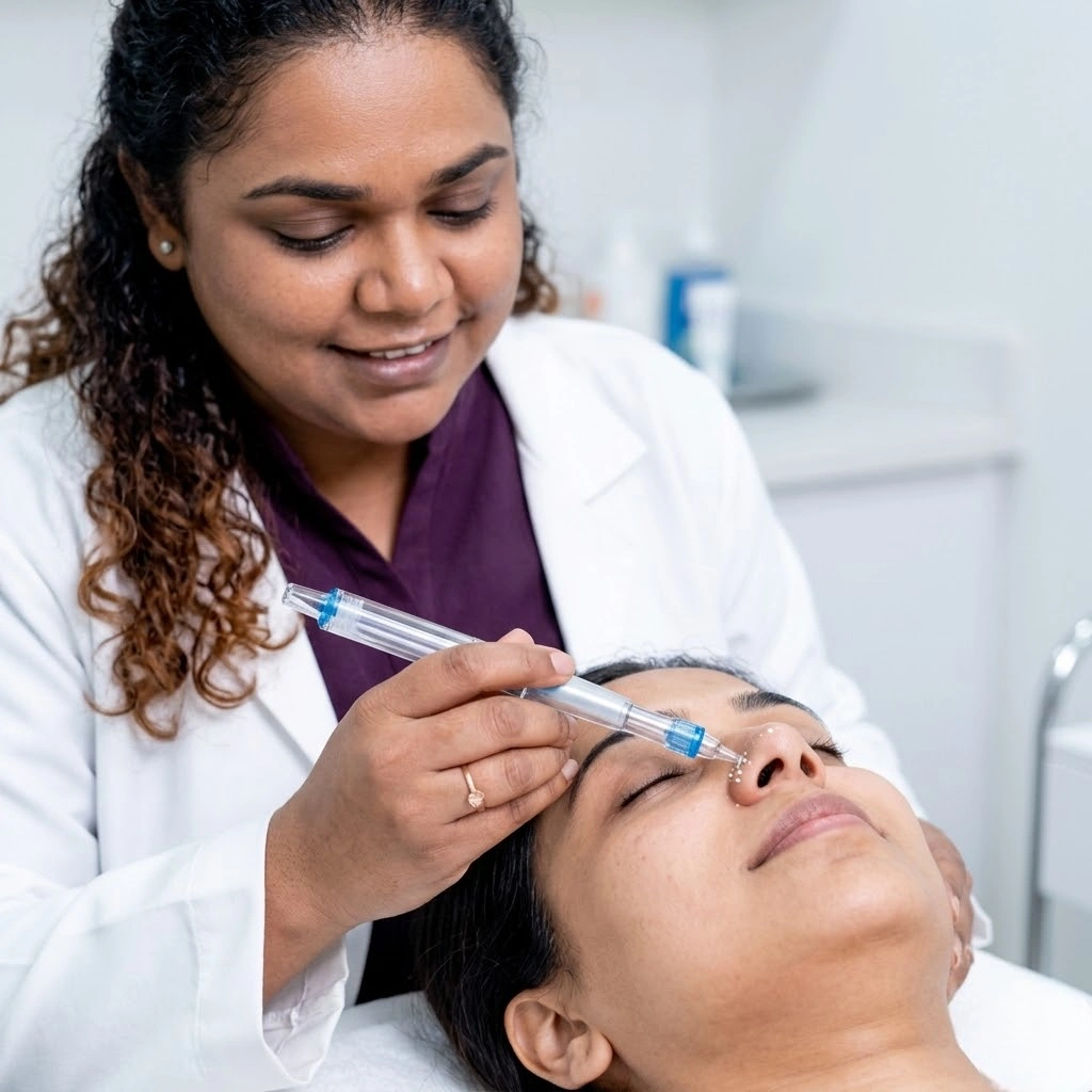 HydraFacial Step 3 painless pore extraction at Cleaura Clinic Nagpur