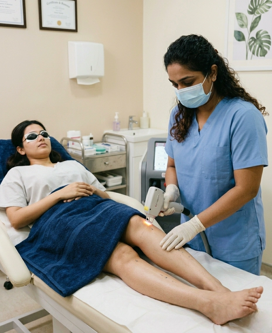 Dr. Shruti explaining how diode laser hair removal works at Cleaura Clinic Nagpur