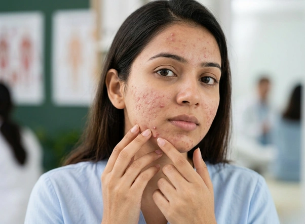 Pimple treatment in Nagpur at Cleaura Clinic — skin examination by pimple specialist