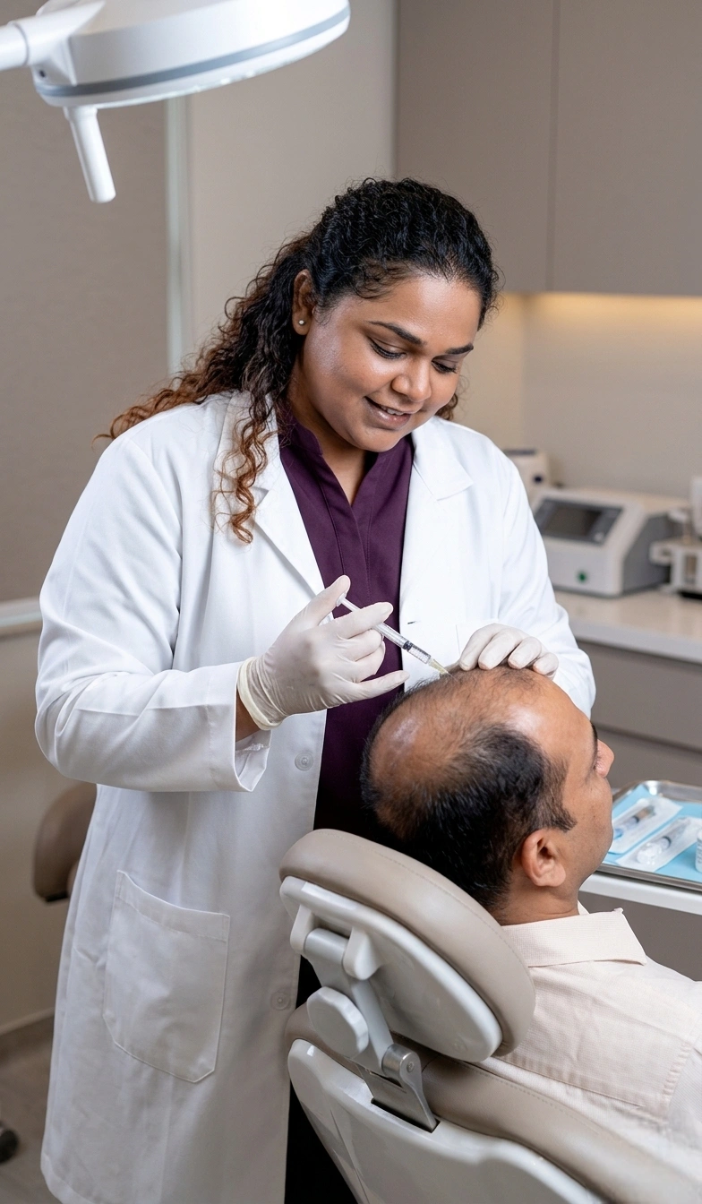 Dr. Shruti Gunashekhar performing PRP hair treatment 
          at Cleaura Aesthetic Clinic Nagpur