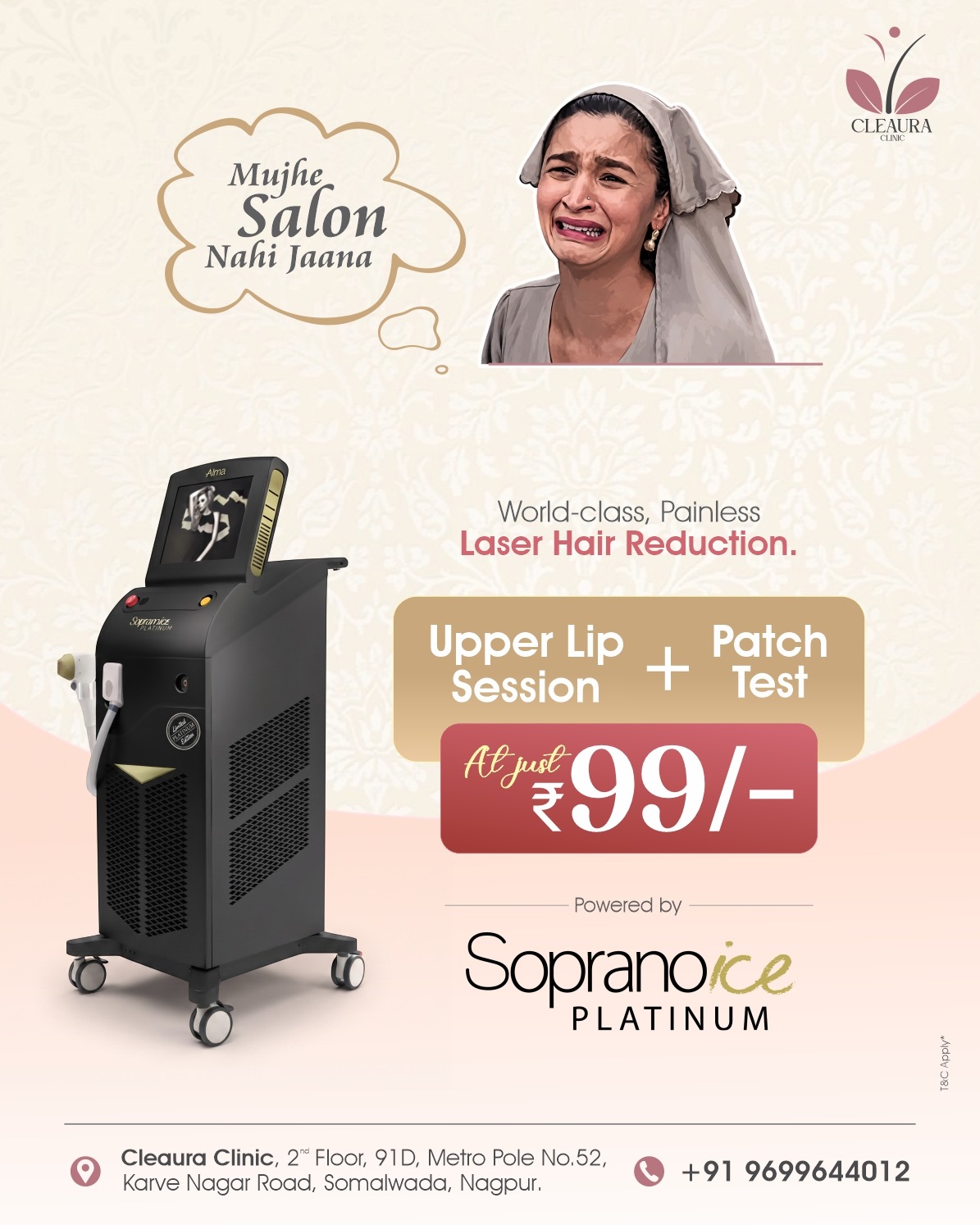 Raksha Bandhan upper lip laser hair removal offer at Cleaura Clinic Nagpur