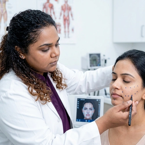 Dermal filler Step 1 consultation and facial mapping at Cleaura Clinic Nagpur