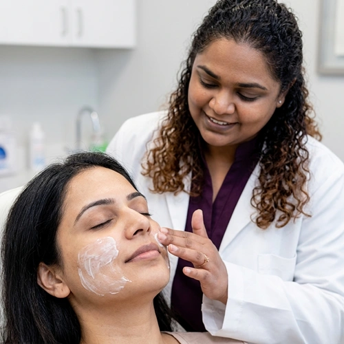 Dermal filler Step 2 numbing and cleansing at Cleaura Clinic Nagpur