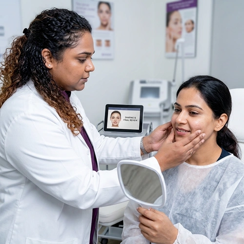 Dermal filler Step 4 shaping and final review at Cleaura Clinic Nagpur
